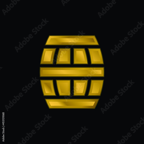 Barrel gold plated metalic icon or logo vector