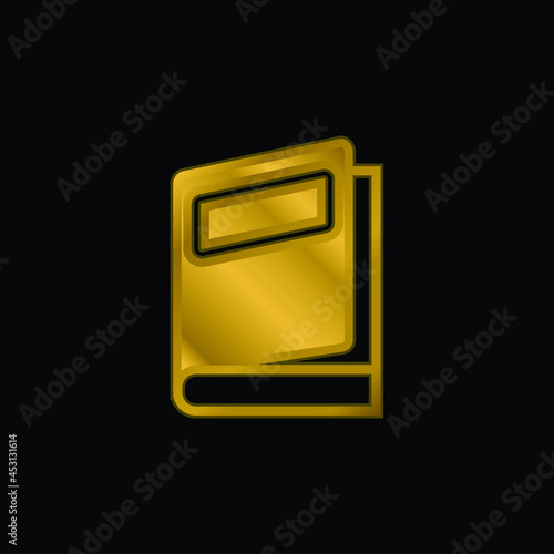 Book gold plated metalic icon or logo vector