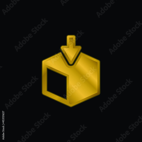 Box Delivery Symbol gold plated metalic icon or logo vector