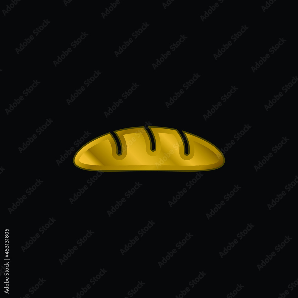 Bread gold plated metalic icon or logo vector