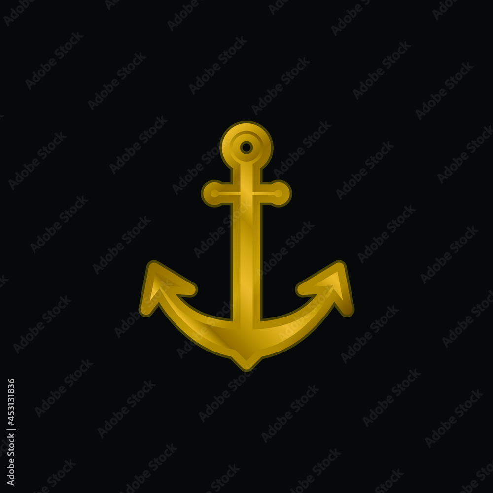 Big Anchor gold plated metalic icon or logo vector Big Anchor gold plated metalic icon or logo vector