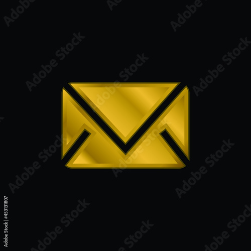 Black Closed Envelope gold plated metalic icon or logo vector