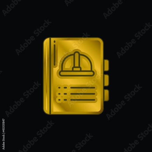 Book gold plated metalic icon or logo vector