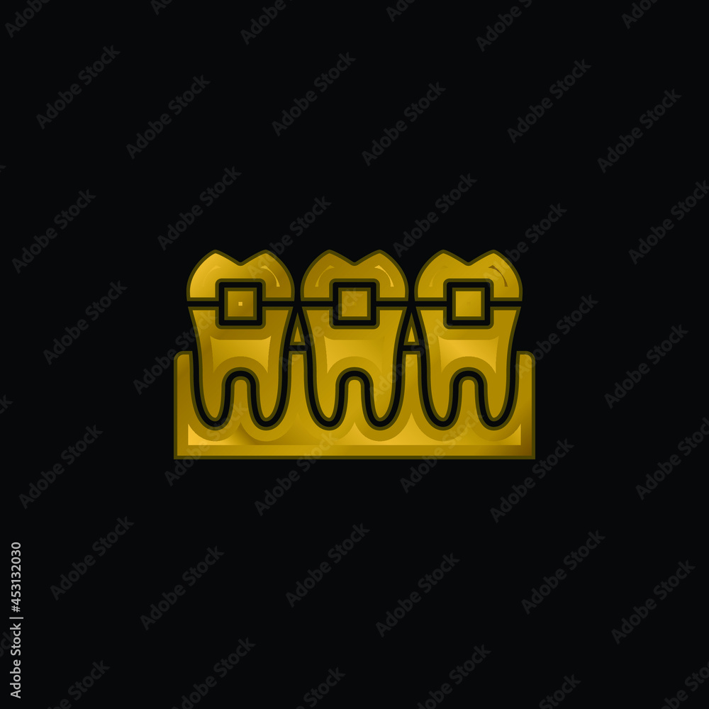 Braces gold plated metalic icon or logo vector
