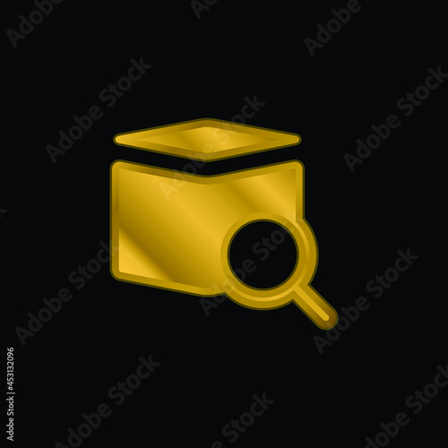 Box gold plated metalic icon or logo vector