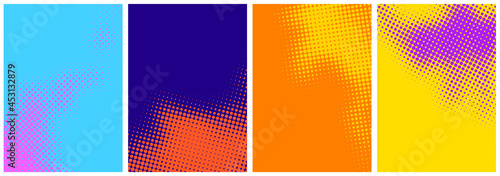 Set of abstract halftone colorful backgrounds. photo