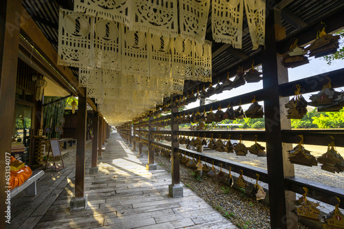 Light shading to walkway inside the Cherntawan International Meditation Center at Chiang Rai, Thailand photo