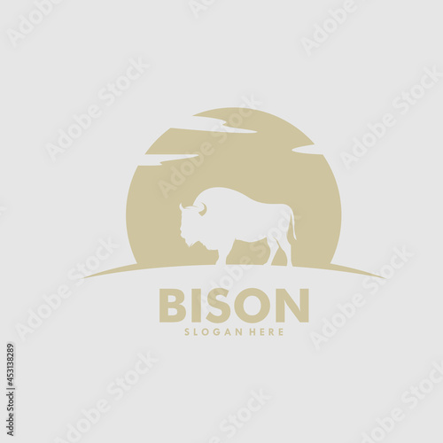 Great wild bison simple flat logo design concept