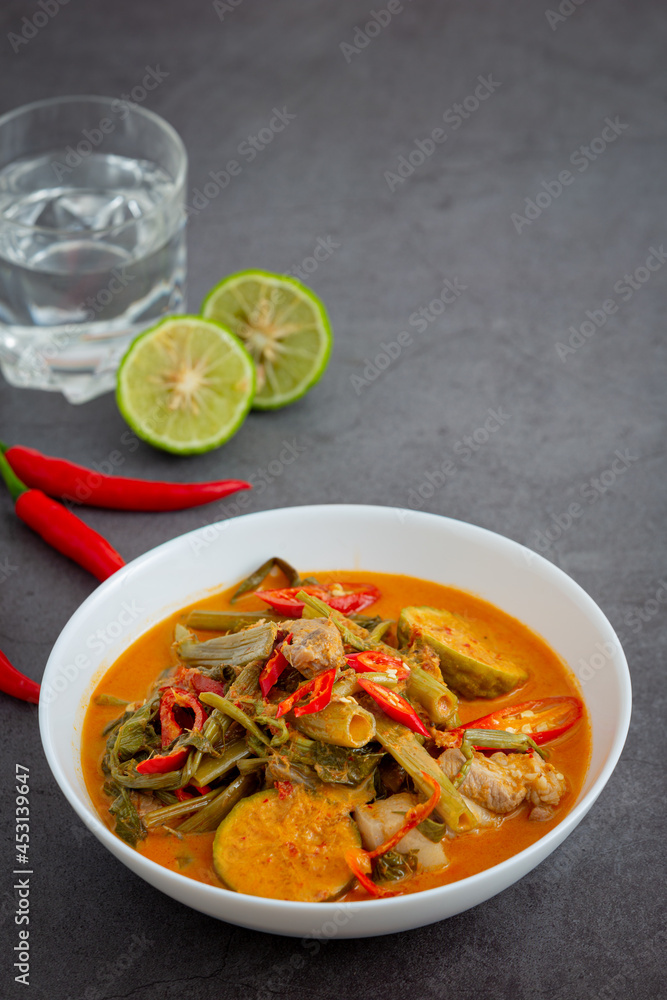 Thai pork curry with morning glory Thai pork curry with morning glory