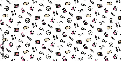 Makeup icon pattern background for website or wrapping paper (Color icon version)