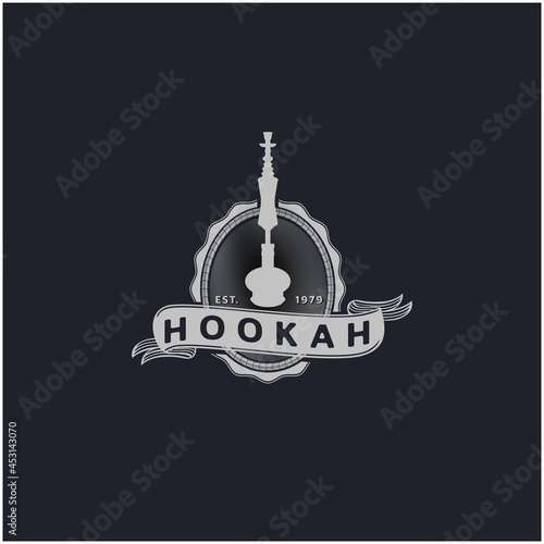 Vintage Shisha Illustration on Black Background