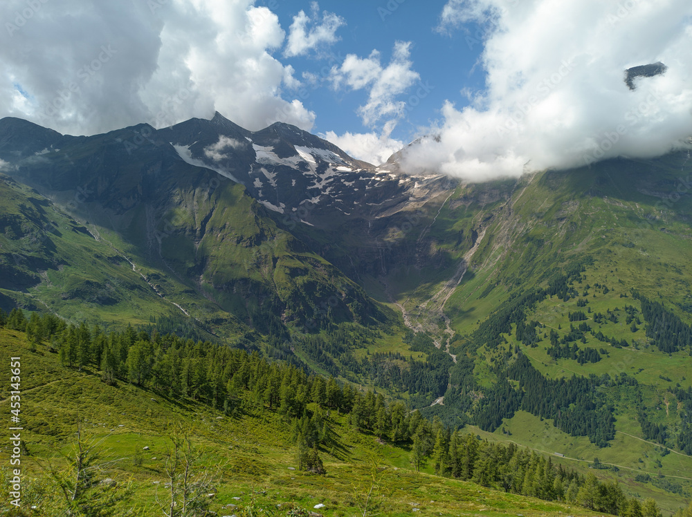 Edelweissspitze a lookout point on a mountain trail known Grossglockner Hochalpenstrasse.