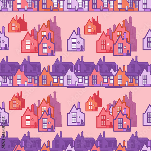 vector seamless pattern with the image of small houses