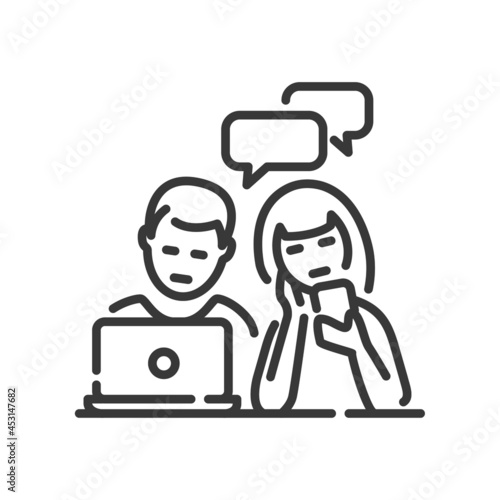 Internet addiction - vector line design single isolated icon