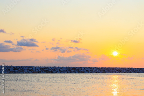 sunset over the sea, sunset on the marble sea, evening by the sea