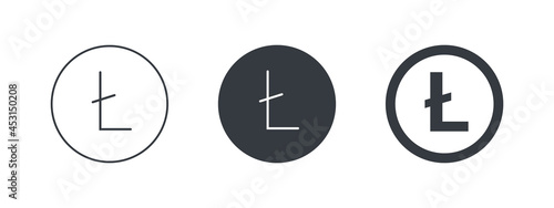 Litecoin sign. Sign of the cryptocurrency currency. Money symbols of the world. Vector illustration