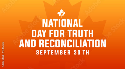 national day of truth and reconciliation modern creative banner, design concept, social media post with white text on an orange background  photo