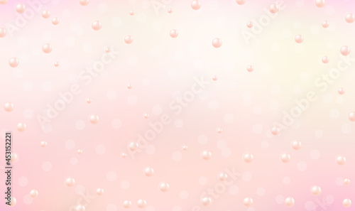Beautiful shiny pearls pattern on soft pink background. Pearl beads on soft pink background. Vector for web design, advertising poster, sale banner, beauty sphere, spa illustration. Vector EPS10
