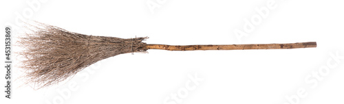 halloween witch's broom on a white background