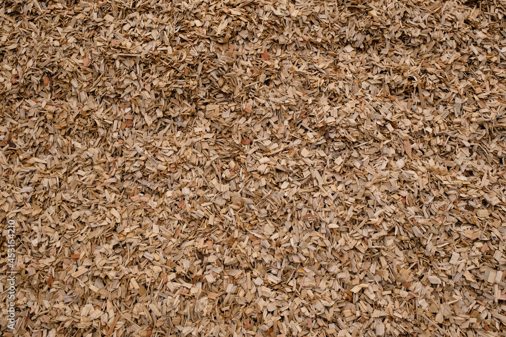 Mulch wood. Wooden chips. Decorative wood splinters texture. Natural material. Mulch wood. Wooden chips. Decorative wood splinters texture. Natural material.