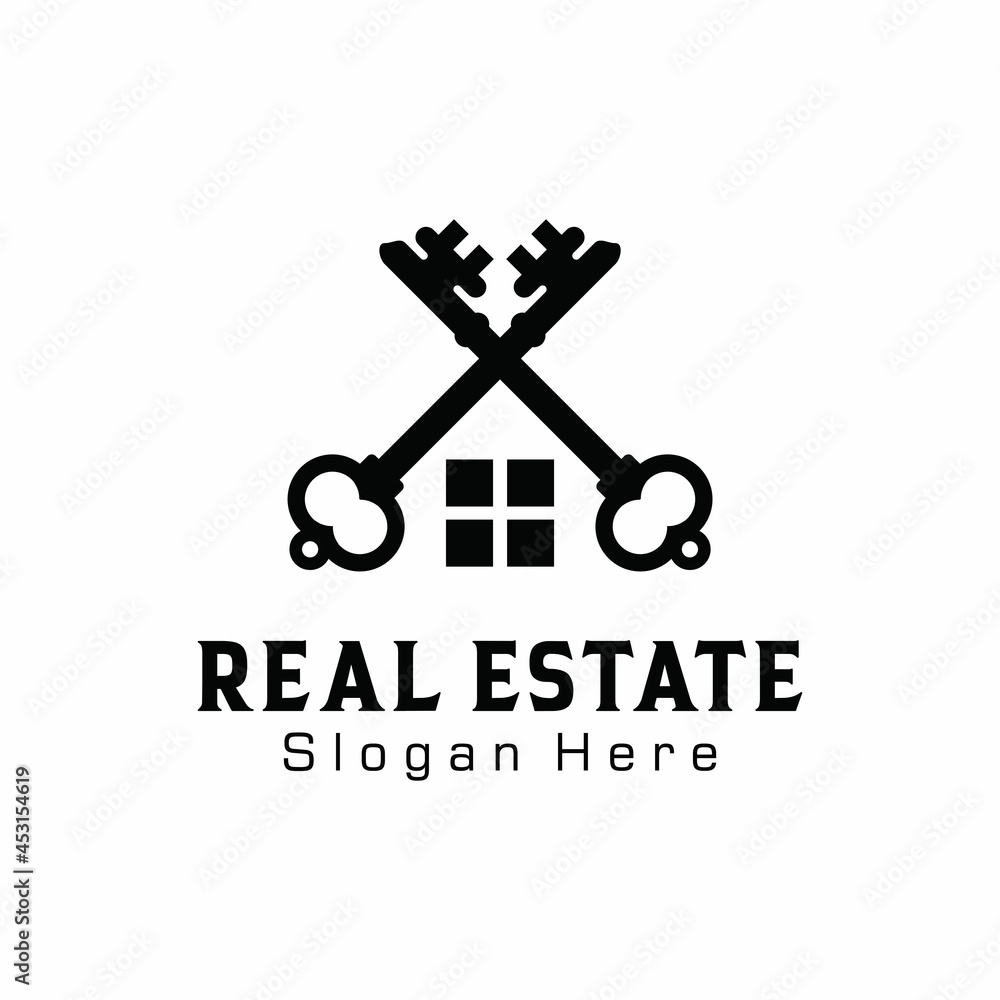 Obraz premium Key logo for House Estate business logo design. Key logo, key icon design template vector
