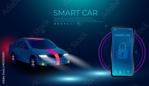 smartphone application to control smart car via internet. Smart car security system.