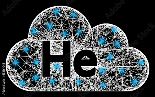 Bright net helium gas model with bright dots. Constellation vector carcass created from helium gas icon and crossed white lines. Sparkle carcass polygonal helium gas, on a black backgound.