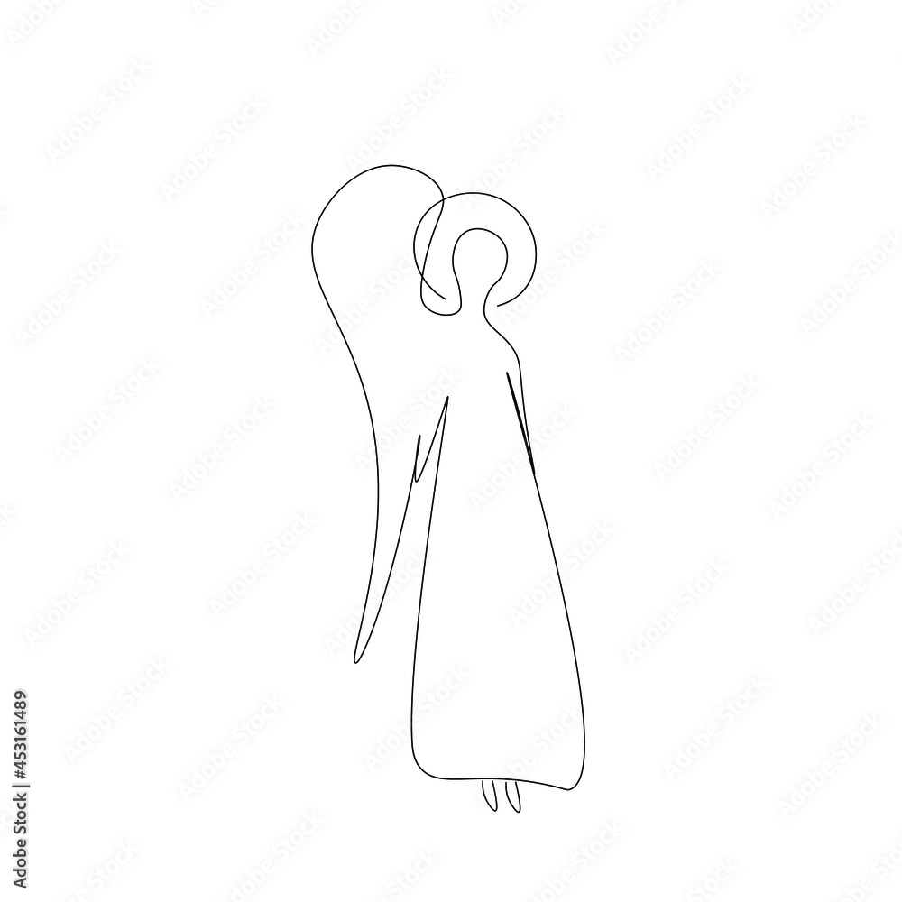 Christmas angel line drawing vector illustration Christmas angel line drawing vector illustration