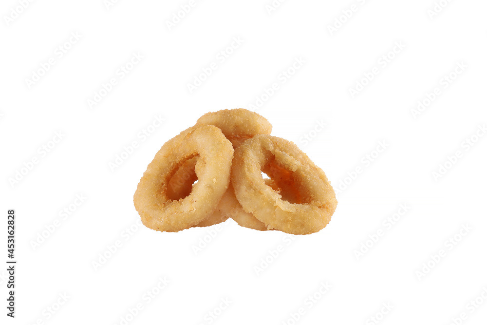onion rings on a white background, isolated. Fast food Snack onion rings on a white background, isolated. Fast food Snack