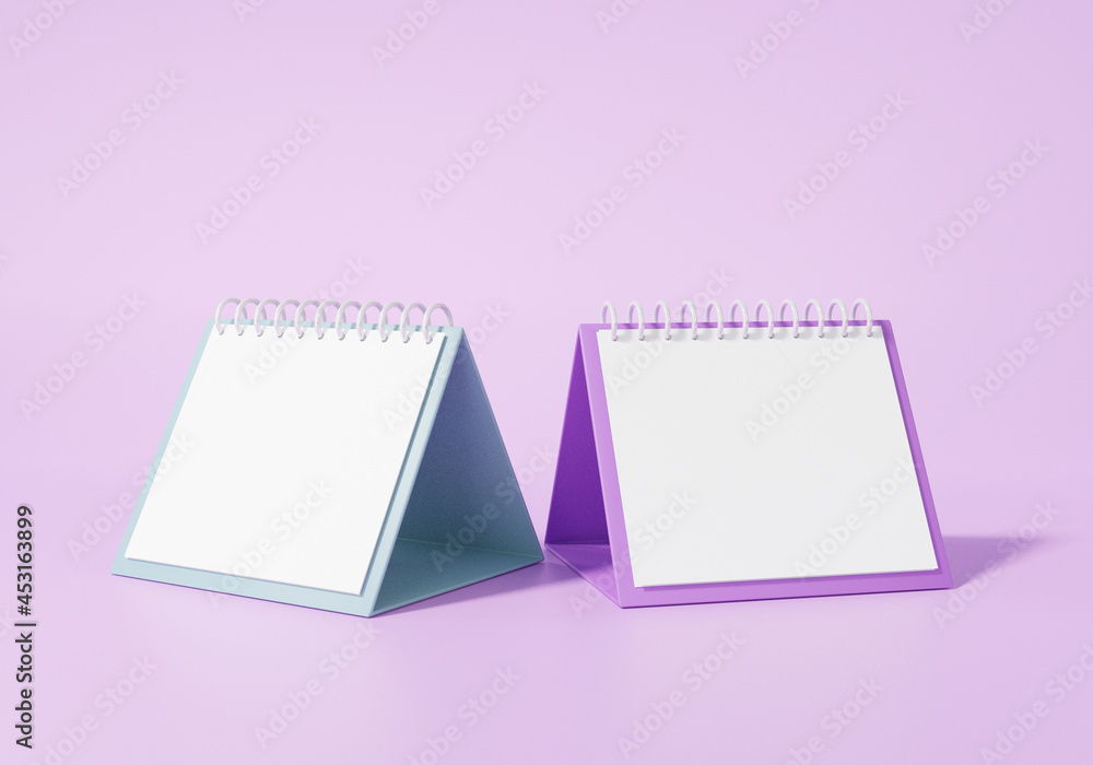 3d rendering Two calendar icon symbol marked big day appointment. minimal cartoon style design. Day month year schedule concept. on purple background, illustration