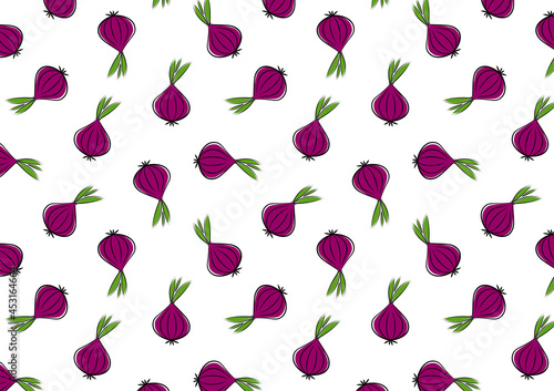 Onion pattern vector. Onion on white background. free space for text. copy space.
