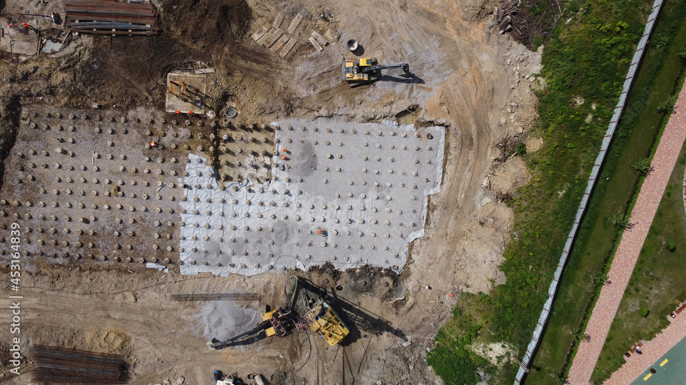 Aerial Photo Busy Industrial Construction Site