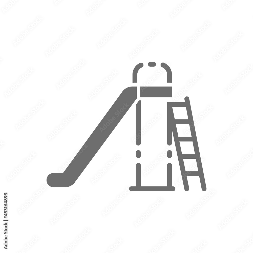Vector kids slide for playground grey icon. Vector kids slide for playground grey icon.