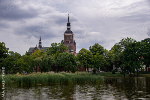 The view from the Knieperteich to the St. Marien Church in Stralsund