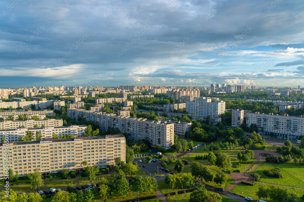 Residential area Saint Petersburg on a summer day.