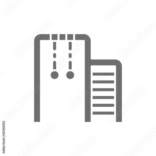 Swedish wall with gymnastic rings, kids climbing ladder grey icon.