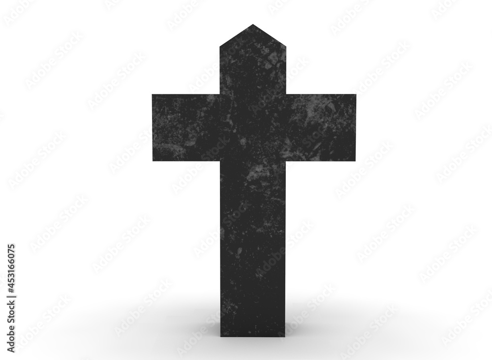 Grave cross on a white background 3d-rendering