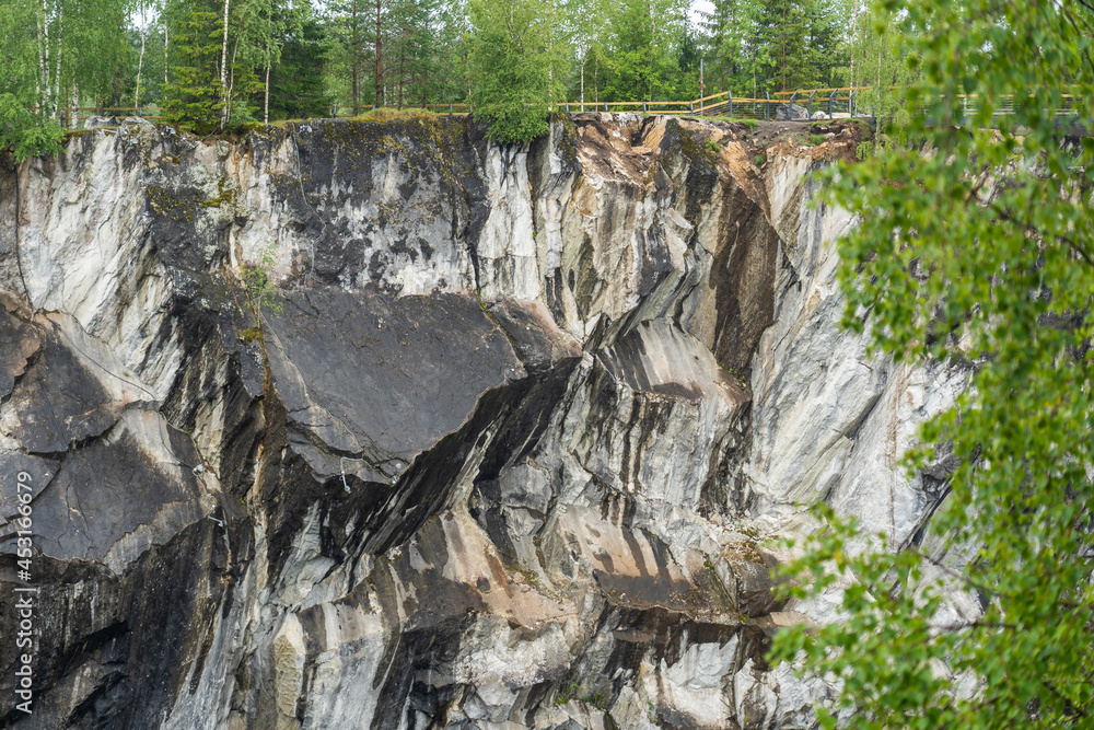 Obraz premium Marble rock water canyon. The marble deposits. Landscape rocks with reflection. Beautiful and majestic nature of the stones.