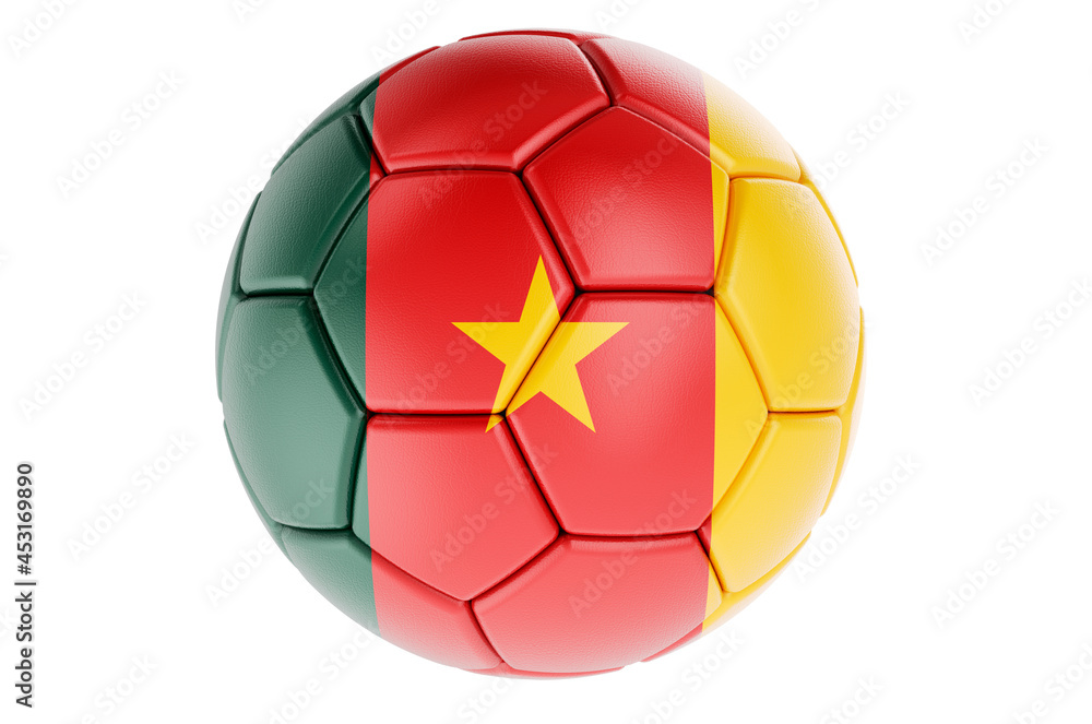 Fototapeta premium Soccer ball or football ball with Cameroonian flag, 3D rendering
