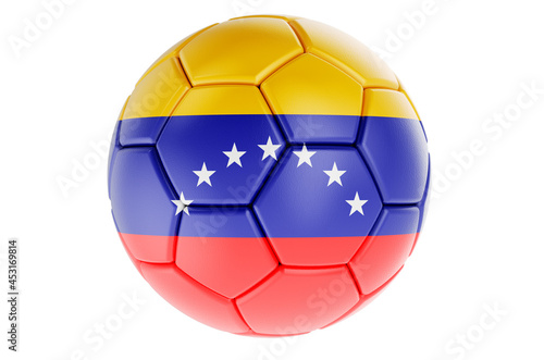 Soccer ball or football ball with Venezuelan flag  3D rendering