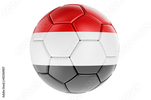 Soccer ball or football ball with Yemeni flag  3D rendering