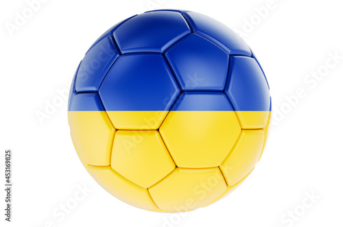 Soccer ball or football ball with Ukrainian flag  3D rendering