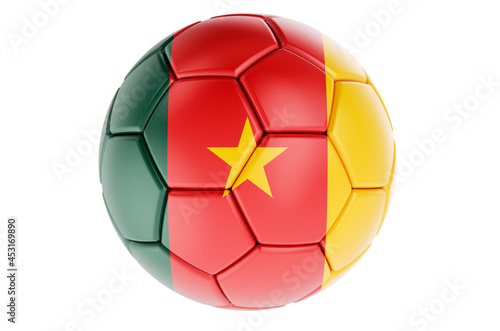 Soccer ball or football ball with Cameroonian flag  3D rendering