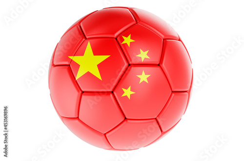 Soccer ball or football ball with Chinese flag  3D rendering