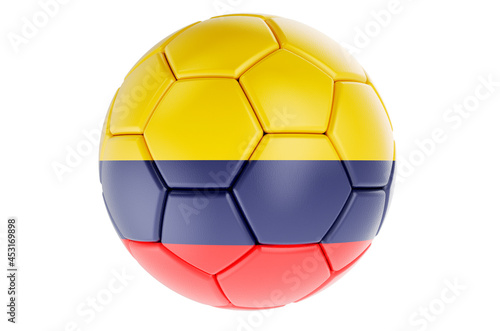 Soccer ball or football ball with Colombian flag  3D rendering