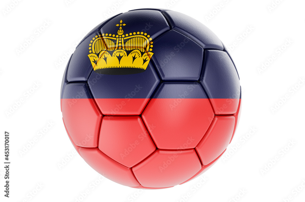 Fototapeta premium Soccer ball or football ball with Liechtensteiner flag, 3D rendering