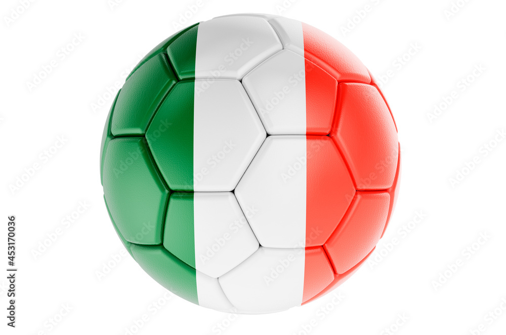 Soccer ball or football ball with Irish flag, 3D rendering