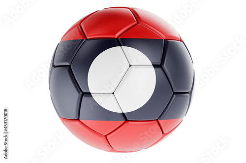 Soccer ball or football ball with Laotian flag  3D rendering
