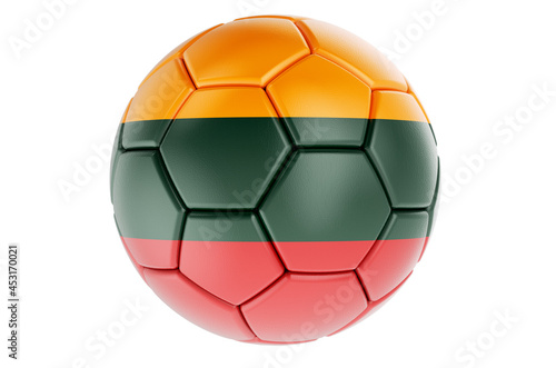 Soccer ball or football ball with Lithuanian flag  3D rendering