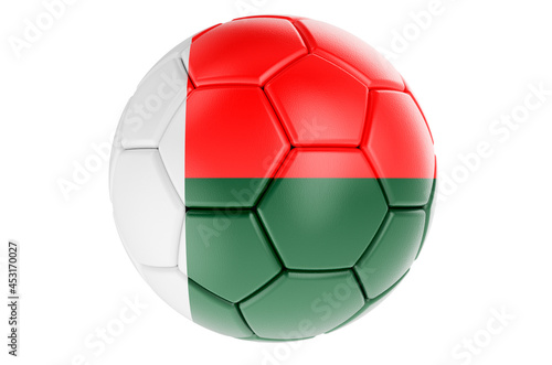 Soccer ball or football ball with Madagascar flag  3D rendering